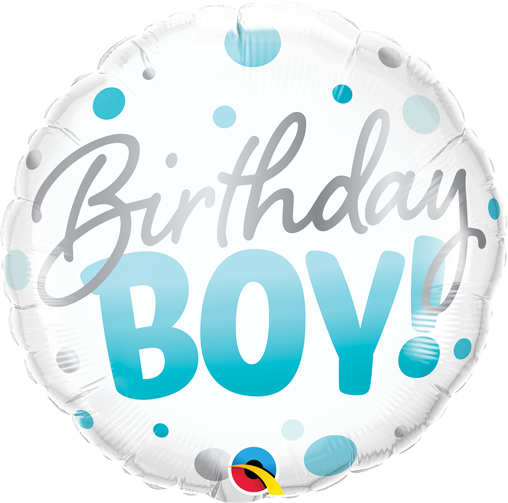 18 Round Foil Birthday Boy Blue Dots 18874 Each Pkgd Jayjay The Balloon Guy 4487