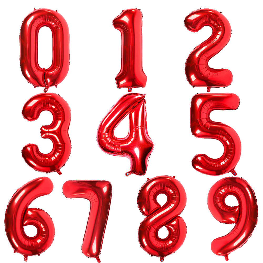 Number 5 Red Foil Bigaloon 40 inches - each (pkgd) - JayJay The Balloon Guy